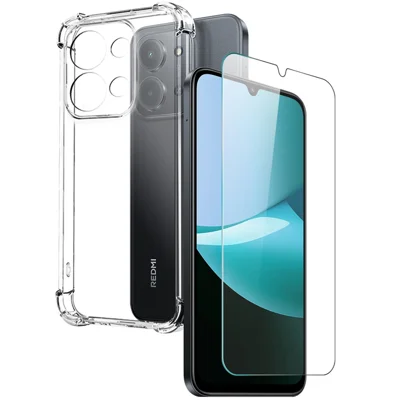 NORTHJO Handyhülle für Xiaomi Redmi 15C 4G (EU) (173mm) / 15C 5G (EU) (173mm) / Poco C85 4G (173mm), Vierkantiger stoßfester TPU-Klardecker mit Hartglasfolie