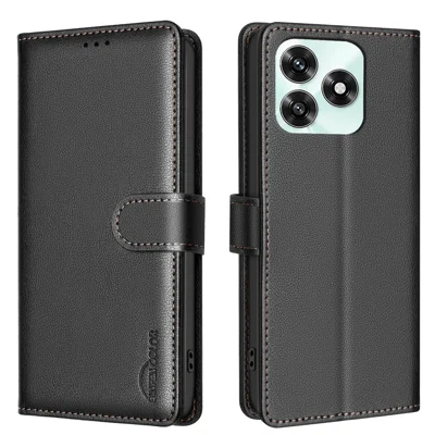 Custodia in pelle per Honor X5c 4G / Honor X5c Plus 4G BINFEN COLOR BF32 Portafoglio con blocco RFID - Nero