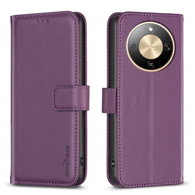 Für Honor X9d 5G Handyhülle BINFEN COLOR BF17 Brieftasche Folio Flip Lederhülle - Dunkelviolett