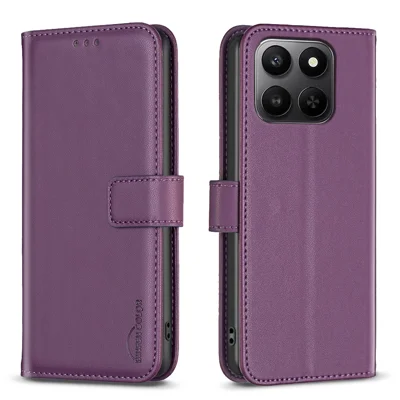 Für Honor X7d 5G / Honor X7d 4G Smartphone-Hülle BINFEN COLOR BF17 Leder-Wallet-Folio-Klapphülle - Dunkelviolett