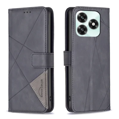 Per il caso del telefono Honor X5c 4G / Honor X5c Plus 4G BINFEN COLOR Wallet Stand Geometry Imprinted Leather Cover - Nero