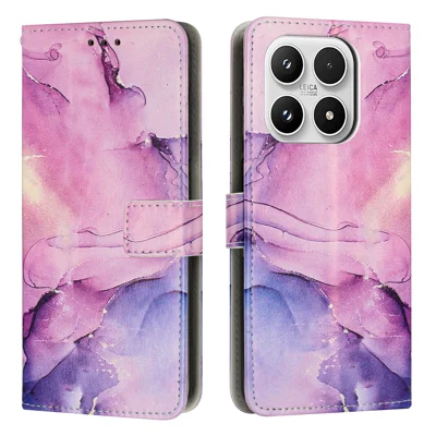 Voor Xiaomi 17 Stand Case Marmeren Patroon PU Leren Portemonnee Hoes - Paars