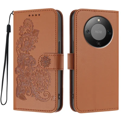 Til Honor X9d 5G / Honor X70 5G telefonbeskyttere Mandala Blomst Læder Wallet Cover med rem - Kaffe