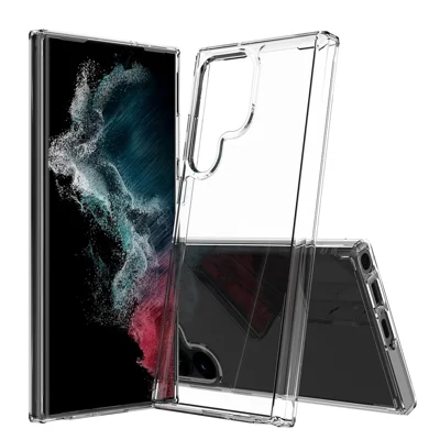 For Samsung Galaxy S23 Ultra Shockproof Acrylic + TPU Cellphone Case Anti-yellowing Clear Phone Cover - Transparent