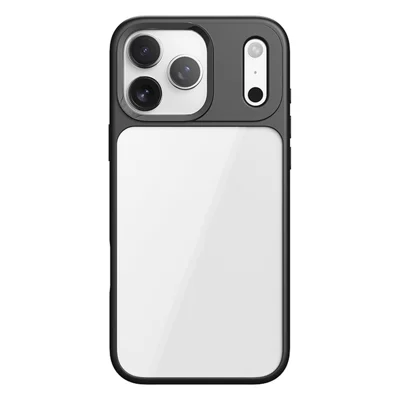 ROCK til iPhone 17 Pro gennemsigtig telefonbeskyttelsesdæksel PC + TPU stødfast bagside - Sort