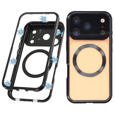 Coque iPhone 17 Pro Max Double Face Verre Trempé Housse de Téléphone Compatible avec MagSafe Protecteur Intégral - Noir