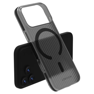 Série LEREACH TOC para iPhone 17 Pro Case Flowing Grid PC Phone Cover Compatível com MagSafe - Cinza