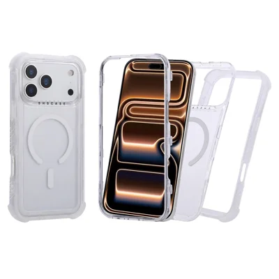 Capa para iPhone 17 Pro Compatível com MagSafe 3 em 1 TPU + PC À Prova de Choque Capa Traseira Fosca para Celular - Branco