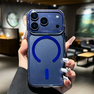 For iPhone 17 Pro Case Compatible with MagSafe Ultra Thin PC Transparent Phone Cover with Tempered Glass Film - Sapphire