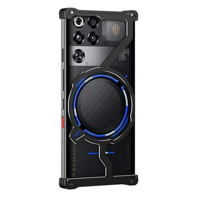 Voor ZTE nubia RedMagic 11 Pro 5G / 11 Pro+ 5G Bumpercase Warmteafvoerende Open Frame Metalen Telefoonhoes - Zwart