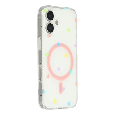 For iPhone 16 Case Little Heart Pattern TPU + PC Protective Phone Cover Compatible with MagSafe - Multi-color