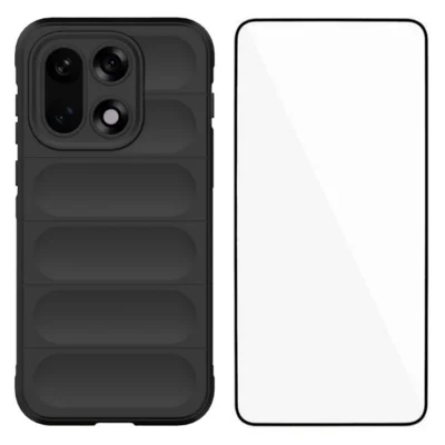 Étui TPU 5G OnePlus 15 WANLONFENG Série HD Anti-Dérapant Housse de Téléphone avec Verre Trempé - Noir