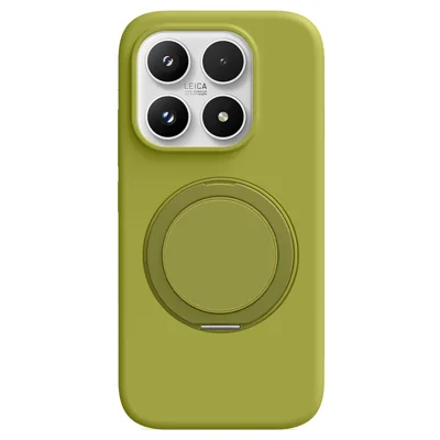 Custodia magnetica per Xiaomi 17, con supporto rotante, in silicone liquido e PC, cover per telefono - Verde