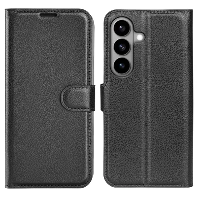 For Samsung Galaxy S26 Case Litchi Texture Shockproof Leather Wallet Phone Cover -  Black