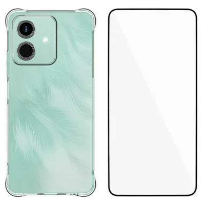 For Honor Play10 4G Case WANLONFENG WL Series 2.0mm TPU Phone Cover with Tempered Glass Film - Transparent