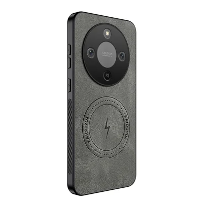 WANLONFENG For Honor Magic8 Lite 5G / X9d 5G / X70 5G Magnetic Case  SD1 Series Nappa Texture PC TPU Phone Cover - Grey