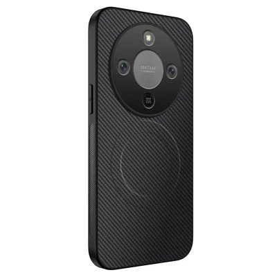 WANLONFENG For Honor Magic8 Lite 5G / X9d 5G / X70 5G Magnetic Case  TQ Series Carbon Fiber Texture PC TPU Phone Cover - Black
