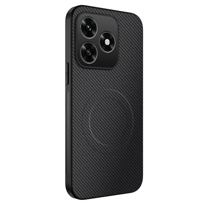For Honor X5c 4G / Honor X5c Plus 4G Case Compatible with MagSafe WANLONFENG TQ Series Carbon Fiber Texture PC TPU Phone Cover - Black