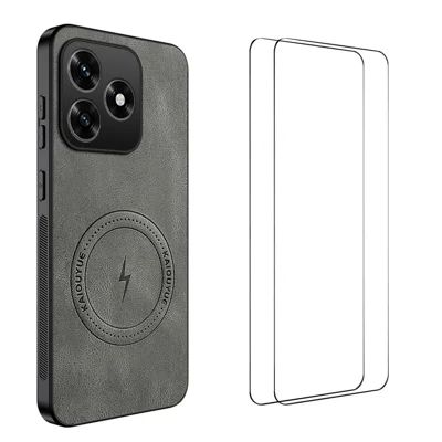 WANLONFENG For Honor X5c Plus 4G / Honor X5c 4G Magnetic Case SD Series PC TPU Phone Cover with 2Pcs Screen Film - Grey