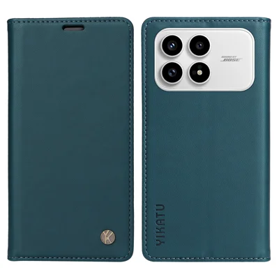 For Xiaomi Redmi K90 5G Phone Cases YIKATU Magnetic Closure PU Leather Mobile Cover - Green
