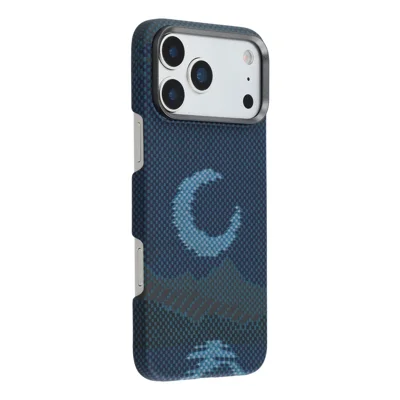 For iPhone 17 Pro Max Magnetic Case Precise Cutouts Aramid Fiber Phone Cover with Metal Lens Frame - Moon