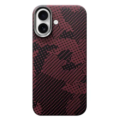 For iPhone 17 Magnetic Case Camouflage Pattern Aramid Fiber Phone Cover with Metal Lens Frame