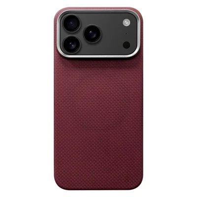 Étui magnétique pour iPhone 17 Pro Max Fine Grid Aramid Fiber avec cadre de lentille en métal