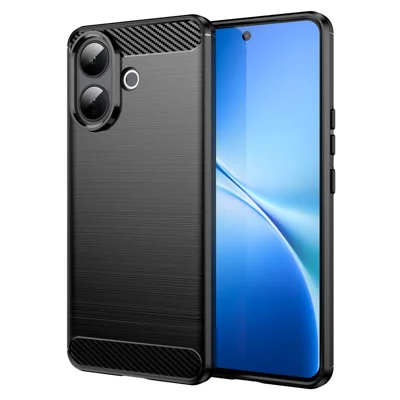 Étui de protection pour téléphone vivo V60 Lite 5G / 4G - Noir, texture fibre de carbone brossée
