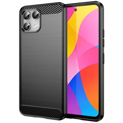 For T-Mobile T Phone 3 Pro / Revvl 8 Pro Case Protective Phone Cover Carbon Fiber Texture Brushed - Black