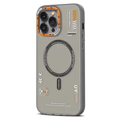 PAIKA M1 Série Para iPhone 16 Pro Max Capa Compatível com MagSafe Padrão de Grafite PC + Capa de Telefone TPU - Cinza Titânio