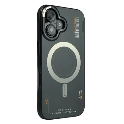 Serie PAIKA Golden Sands para iPhone 16 Funda compatible con MagSafe Cubierta de teléfono de PC mate + TPU - Negro