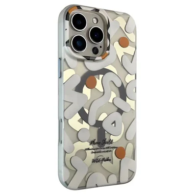 Funda para iPhone 16 Pro compatible con MagSafe, serie de grafitis PAIKA, carcasa de teléfono PC + TPU - Blanco