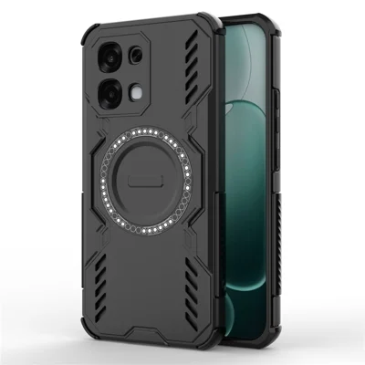 For Oppo F31 5G Magnetic Case Butterfly Armor Hollow Heat Dissipation PC + TPU Phone Cover - Black