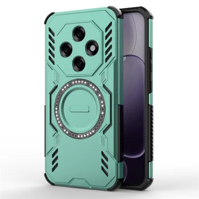 For Oppo F31 Pro 5G Magnetic Case Butterfly Armor Hollow Heat Dissipation PC + TPU Phone Cover - Green