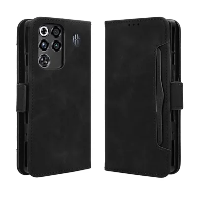 Voor ZTE nubia RedMagic 11 Pro+ 5G / ZTE nubia RedMagic 11 Pro 5G Leren hoesje Telefoonportemonnee met meerdere kaartsleuven - Zwart