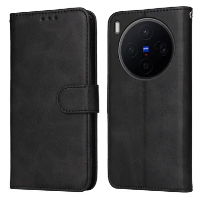 Für vivo X300 5G-Hülle Brieftasche PU-Leder Folio Flip Handyhülle - Schwarz