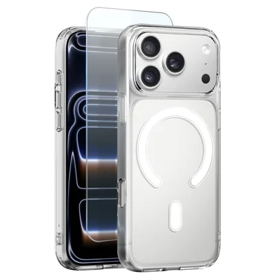 NORTHJO Per iPhone 17 Pro Max Custodia Compatibile con MagSafe PC + Copertura Telefonica TPU con Pellicola in Vetro Temperato - Trasparente
