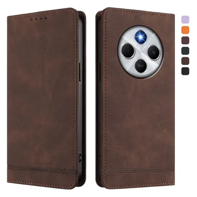 For Xiaomi Poco M7 5G / C75 4G / Redmi 17C 4G / 14C 4G  / 14R 5G / A4 5G Case RINACASIS RC23 RFID Blocking Wallet Stand PU Leather Phone Cover - Brown
