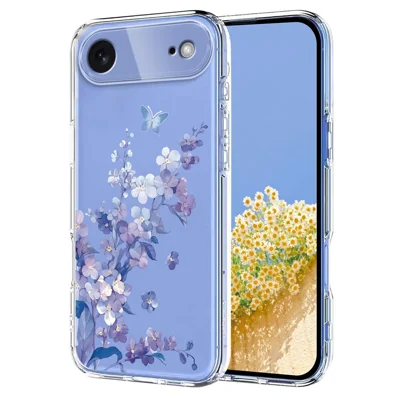Bulk Purchasing For iPhone Air Case Butterfly Floral Pattern Printing TPU Phone Cover Support Wireless Charging (MOQ: 50Pcs) - Violets