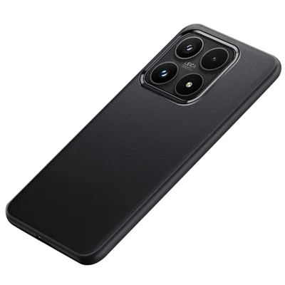 Til Xiaomi 17 Case Stødfast Luftpude Læderbehandling Silicone Telefonbeskyttelse med Hardware Linseskyrm - Sort