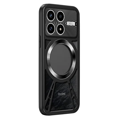Obudowa magnetyczna na Xiaomi Redmi K90 5G / Poco F8 Pro, obudowa telefoniczna z krzemowym PC i metalowym zderzakiem z możliwością odprowadzania ciepła - Czarny