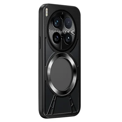For vivo X300 Pro 5G Magnetic Case Hollow Heat Dissipation Silicone + PC + Metal Bumper Phone Cover - Black