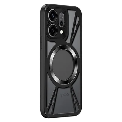 Funda magnética para Oppo Find X9 5G Disipación de calor hueca Silicona + PC + Parachoques de metal Funda de teléfono - Negro