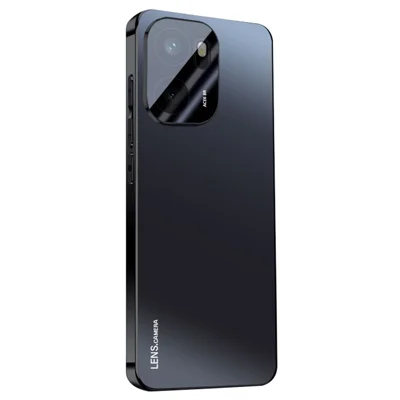Voor OnePlus Ace 6 5G Hoesje Acryl + TPU + Metaal Krasbestendig Telefoonhoesje met Gegalvaniseerde Rand - Zwart