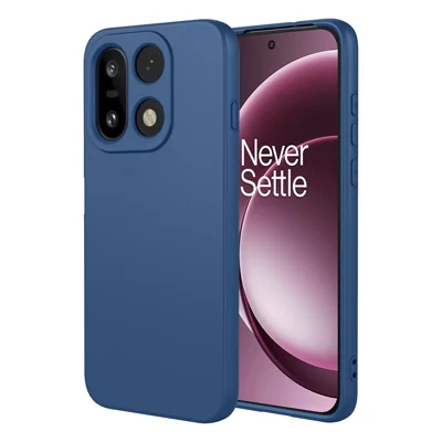 Voor OnePlus 15 5G hoesje met gevoel van vloeibaar siliconen, zacht TPU-beschermhoesje - Blauw