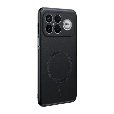Rojeuinn Hoes voor Xiaomi Poco F8 Ultra telefoonhoes, stootvaste case, cover, mobiele telefoonhoes, premium koolstofvezel, inklapbaar flip, standfunctie, zwart