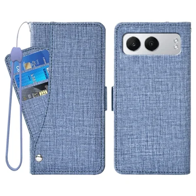For OnePlus Nord 4 Case Jean Cloth Texture PU Leather Wallet Phone Cover with Rotating Card Slots - Blue