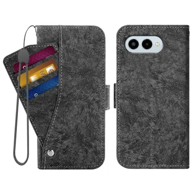For T-Mobile REVVL 8  /  T Phone 3 Case Water-ink Painting Wallet PU Leather Phone Cover with Rotating Card Slots - Black