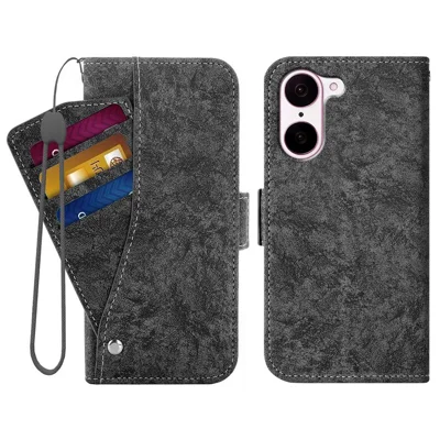 For OnePlus Nord CE5 5G  /  Ace 5 Racing 5G Case Water-ink Painting Wallet PU Leather Phone Cover with Rotating Card Slots - Black