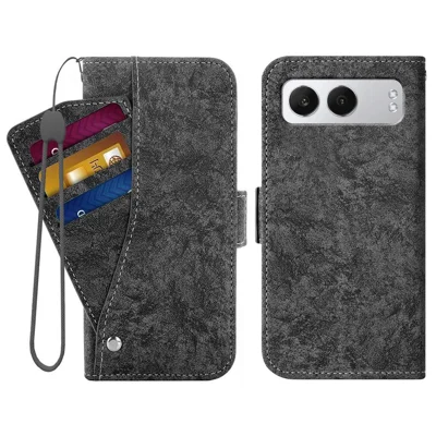 Per OnePlus Nord 4 Case Water-ink Painting Wallet PU Leathe Phone Cover con Slot per Carte Rotanti - Nero